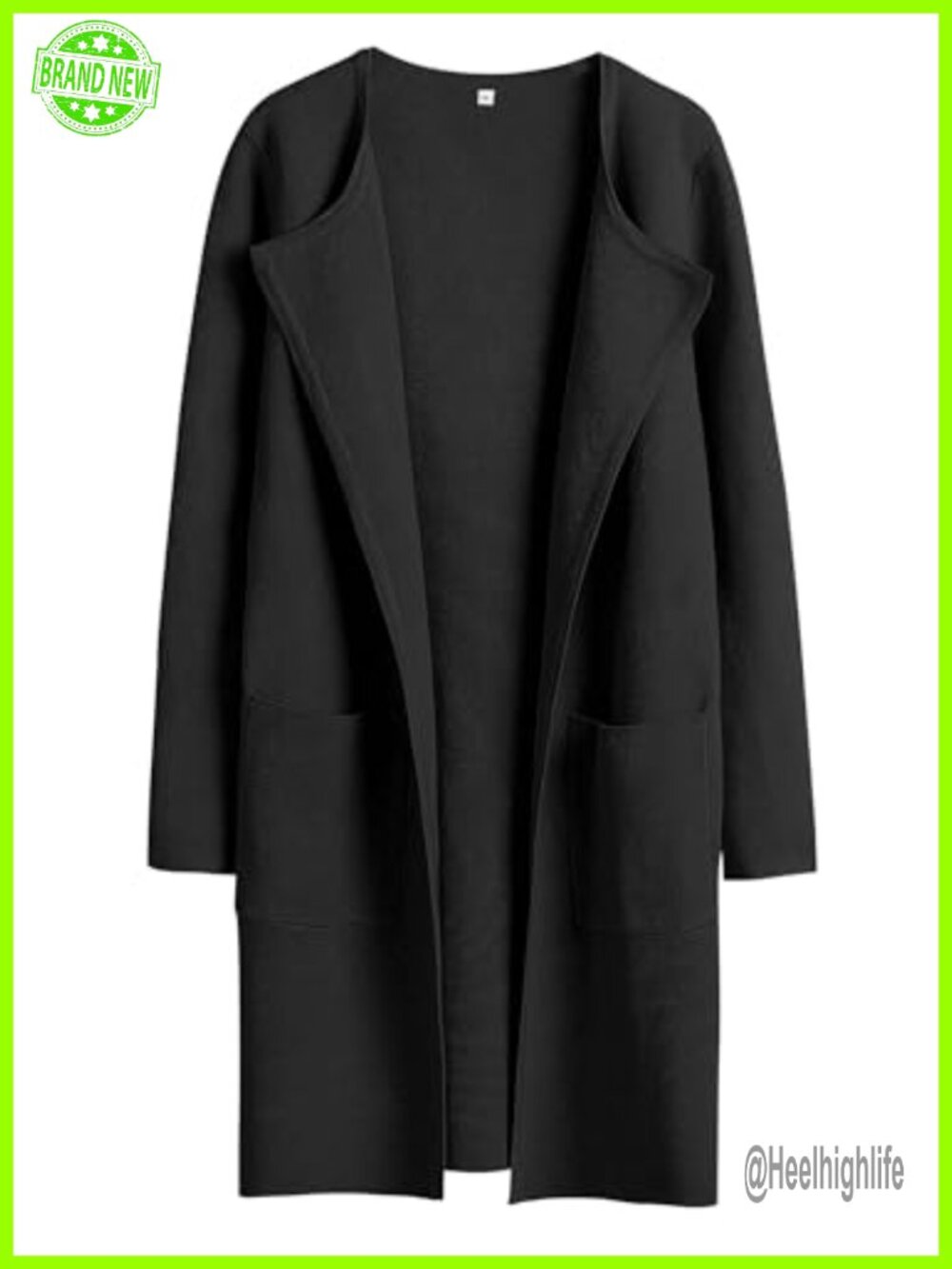 Women's Mid-Length Open Front Cardigan Sweater with Pockets